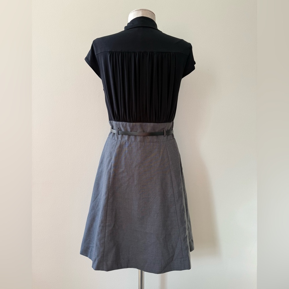 Calvin Klein Black Top with Gray Skirt Belted Dress - Picture 3 of 7